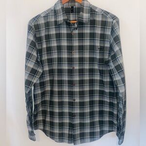 RVCA Green and Blue Plaid Casual Button Down Shirt